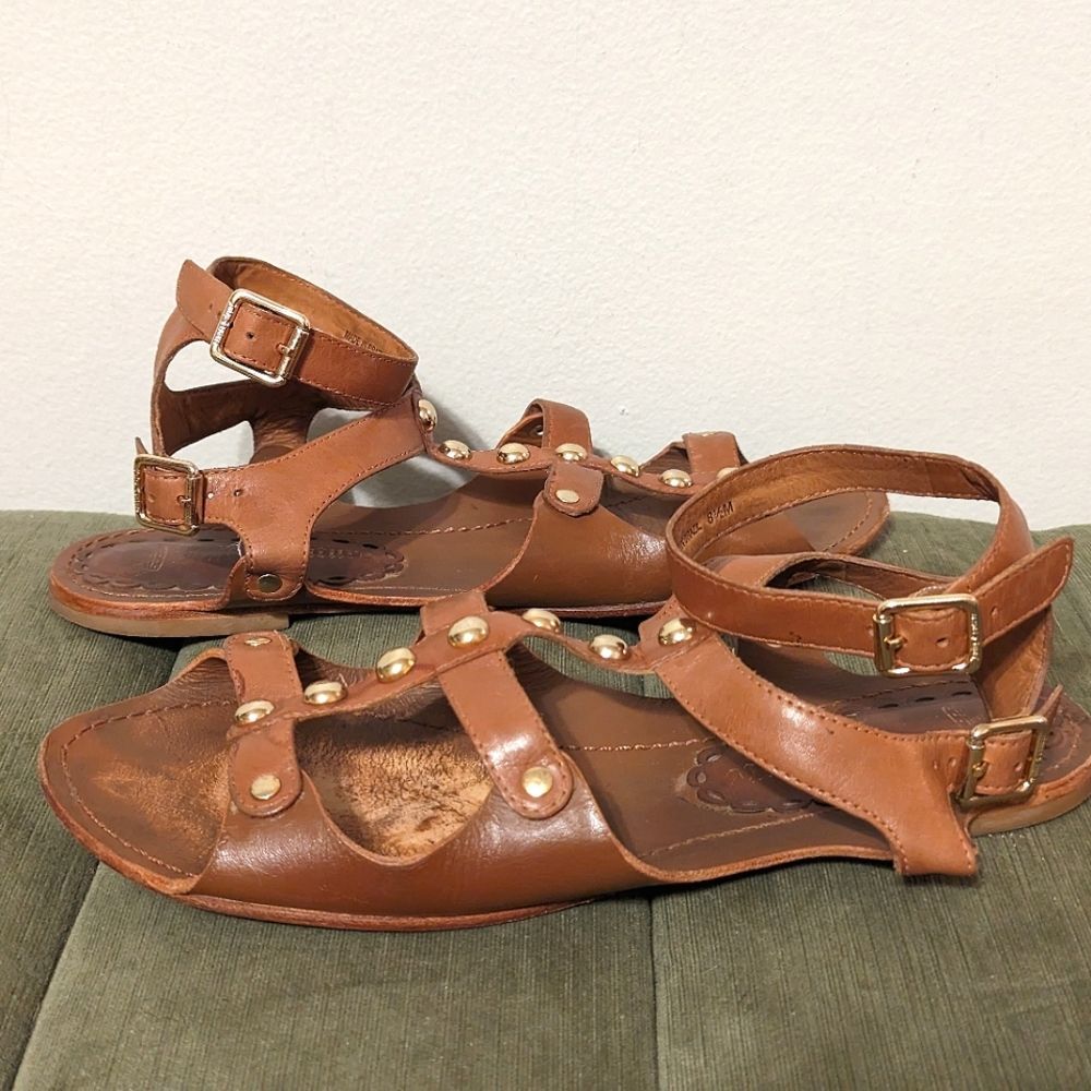 Juicy Couture Brown Studded Leather Gladiator Sandals
